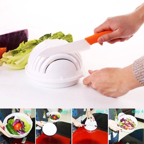 Salad Cutter Bowl for Fruit Vegetable Quick Easy Salad Maker Fruit Plate